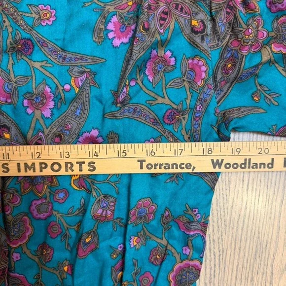 Diane Von Furstenberg Teal Paisley Floral Rayon Jumpsuit Playsuit 80s Size S - Picture 8 of 11